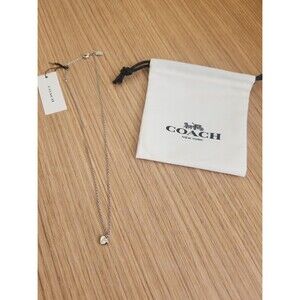 Coach Silver-Toned Necklace w/ Heart-Shaped Pendant NWT